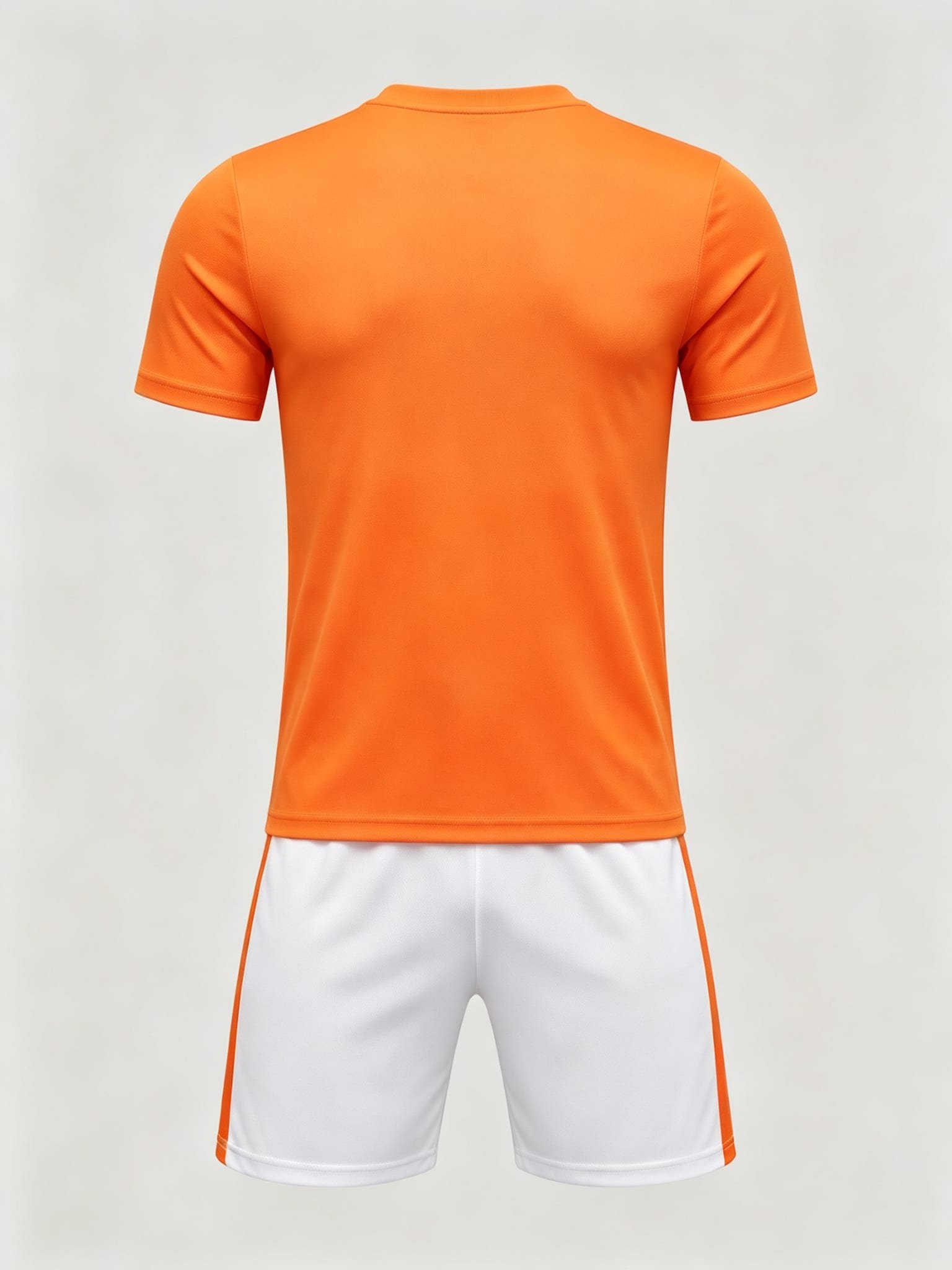 DE004 Solid Orange Team Jersey custom soccer uniform set — back view, plain number area