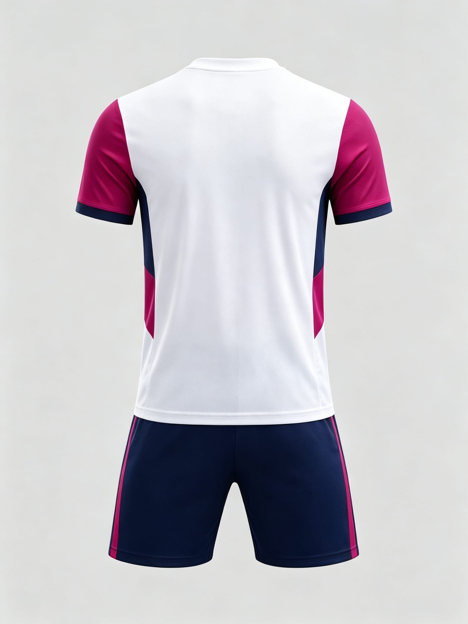 DE028 White Rose-Navy Jersey custom soccer uniform set — back view, plain number area