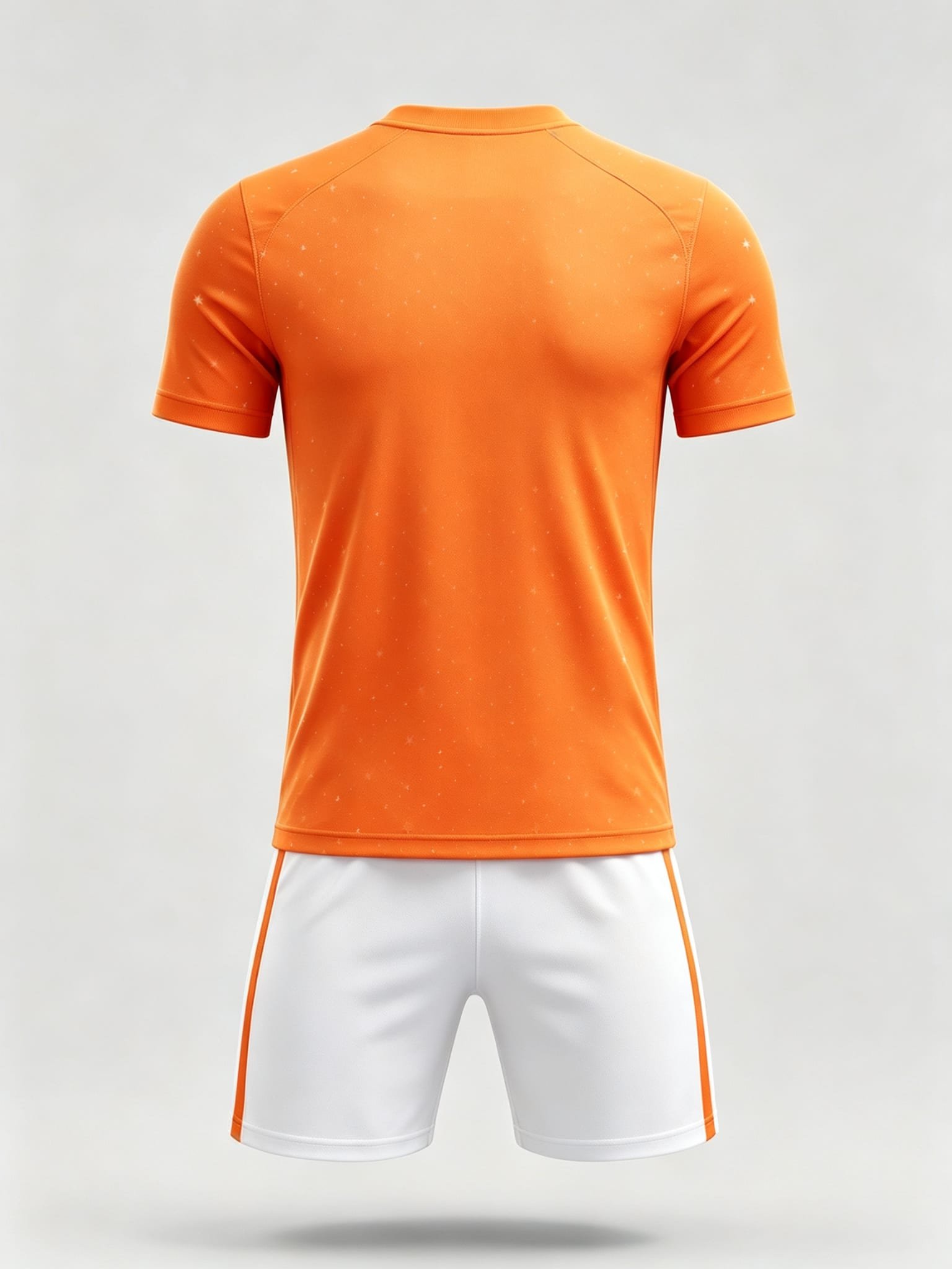 DE015 Orange Star-Pattern Jersey custom soccer uniform set — back view, full pattern