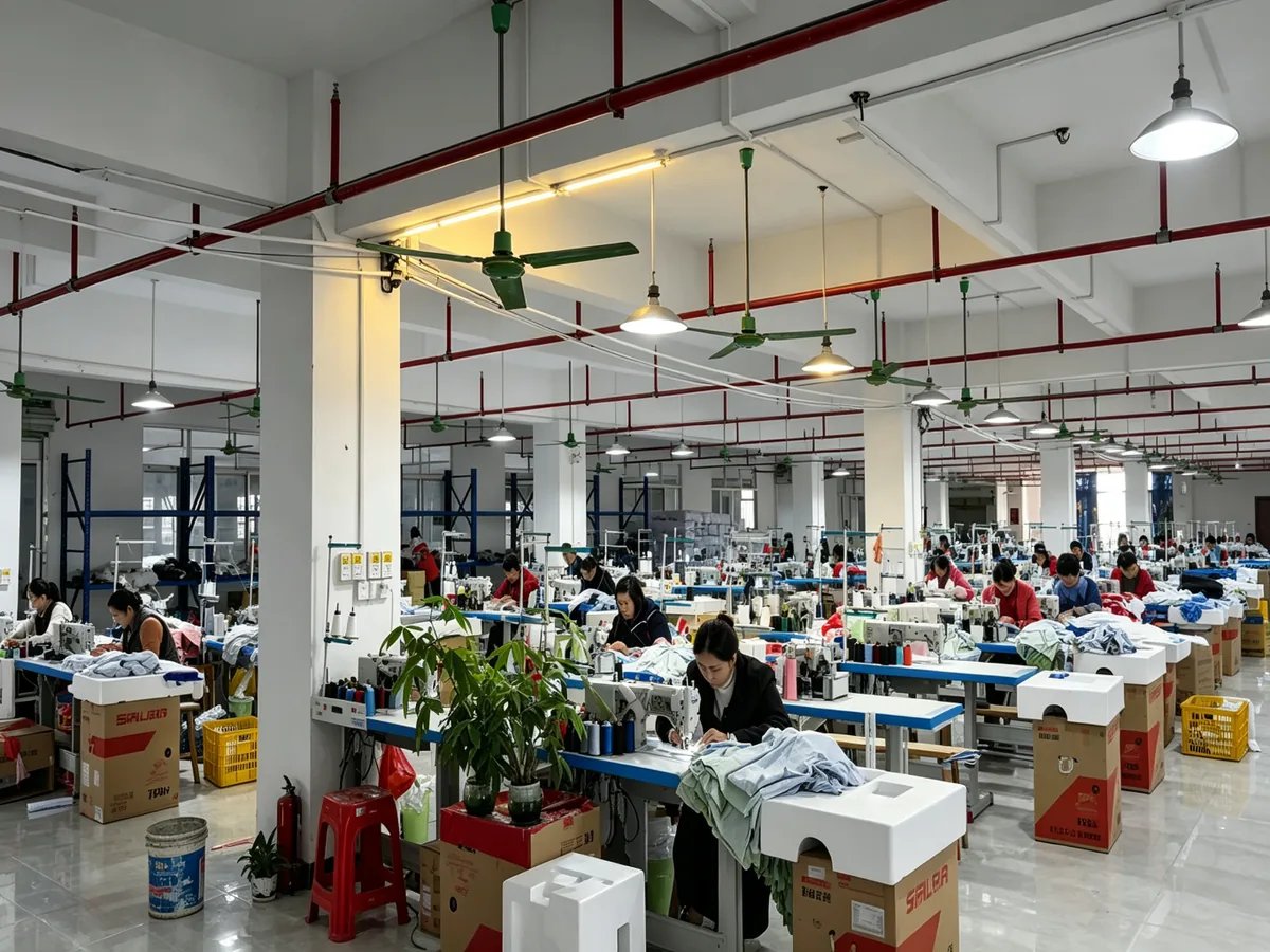 Inside the OUYI garment factory sewing workshop in Guangzhou, China