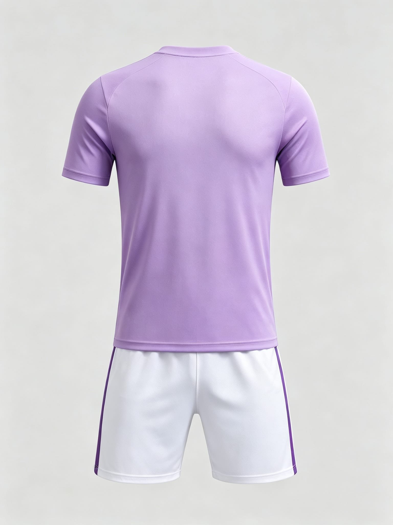 DE014 Light Purple Jersey custom soccer uniform set — back view, plain number area