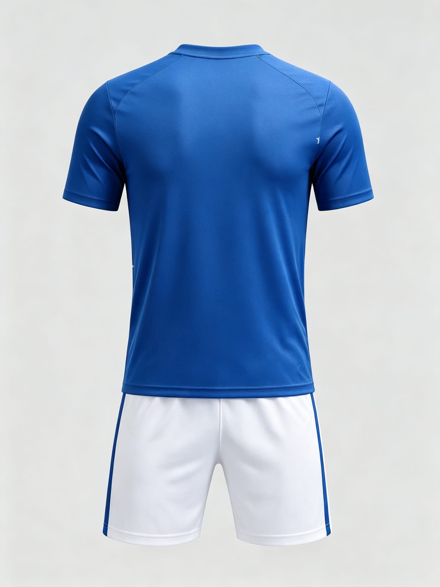 DE020 Blue-White Star Jersey custom soccer uniform set — back view, full pattern