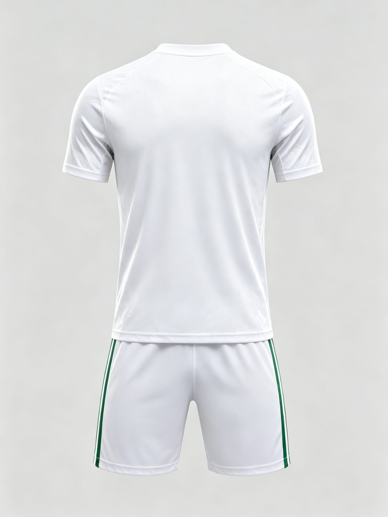 DE013 White Tonal Pattern Jersey custom soccer uniform set — back view, plain number area