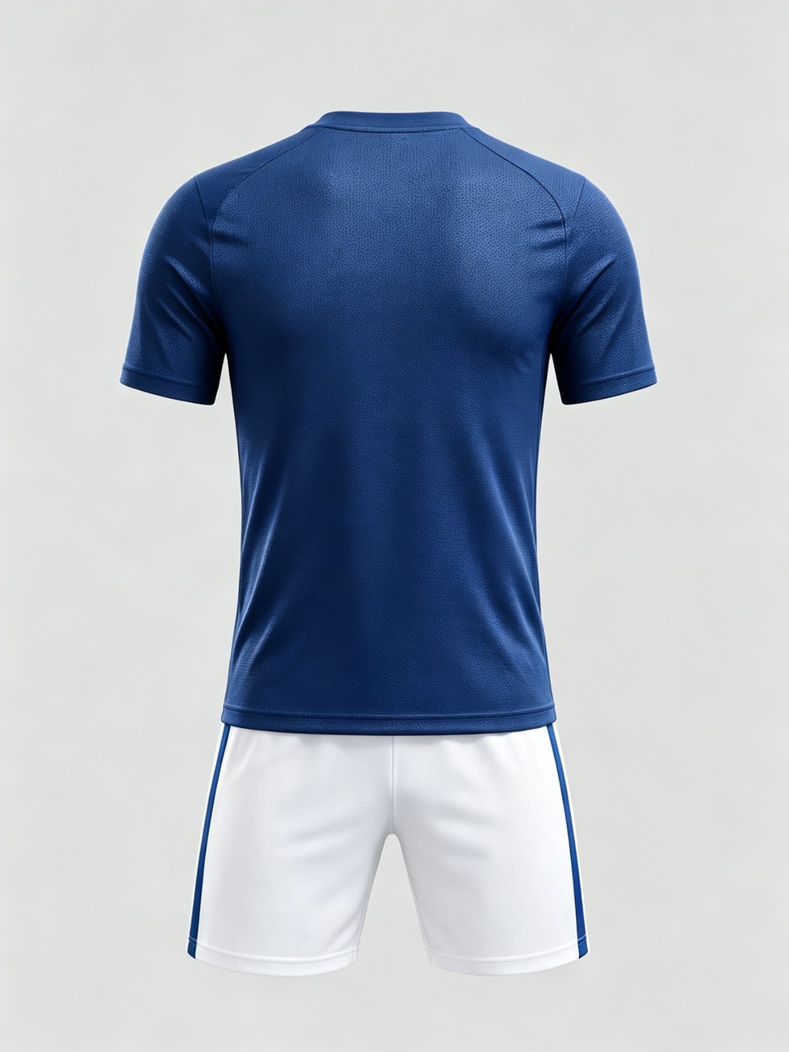 DE022 Blue Pattern Jersey custom soccer uniform set — back view, full pattern
