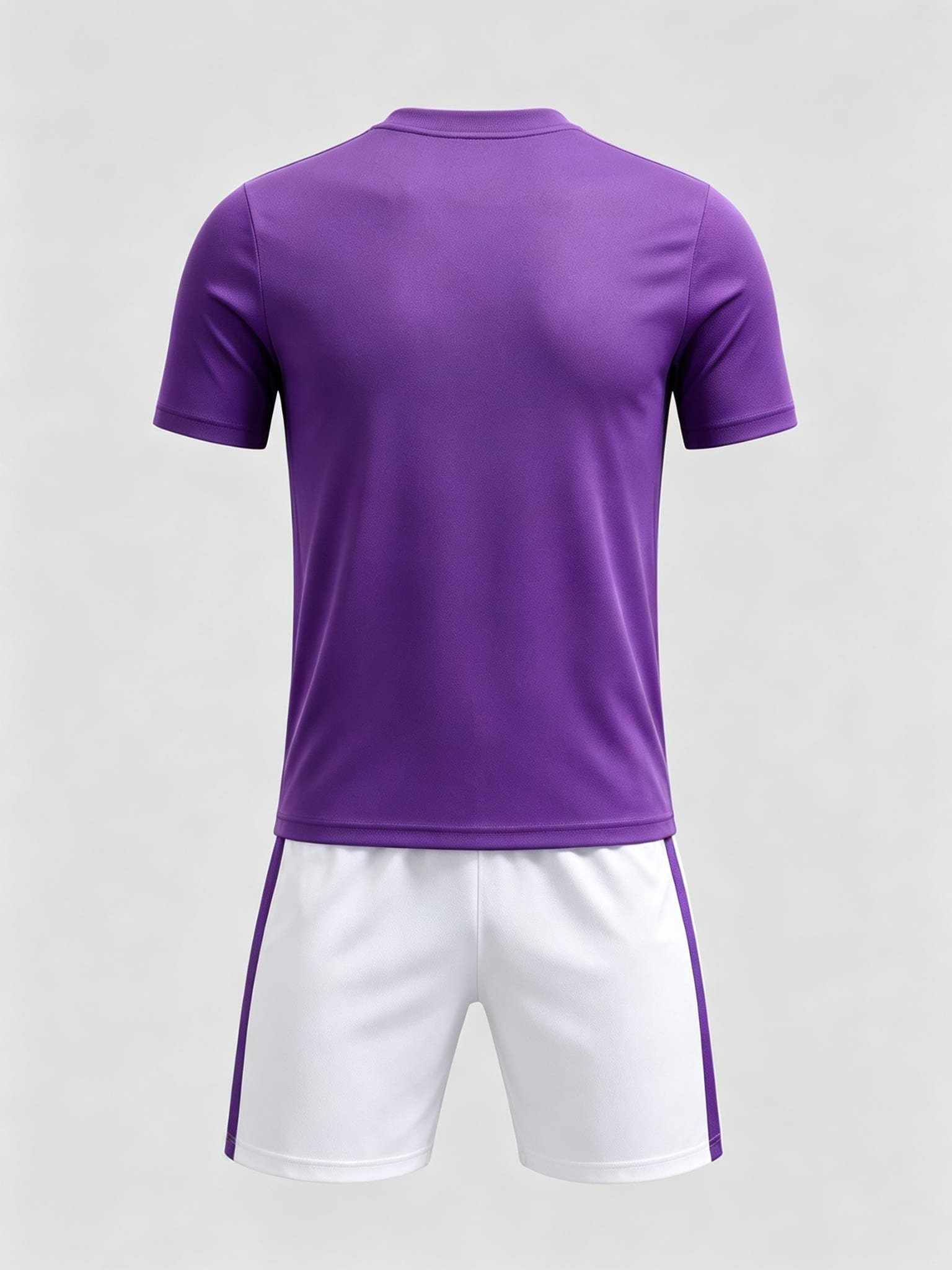 DE042 Solid Purple Jersey custom soccer uniform set — back view, plain number area